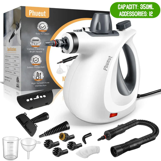 Pressurized Handheld Natural Steam Cleaner with 12 Replacement Parts - Handheld Steam Cleaning Tool for Home, Kitchen - Ideal Mother's Day Gift Ideas for Mom, Mothers Day Gift Ideas